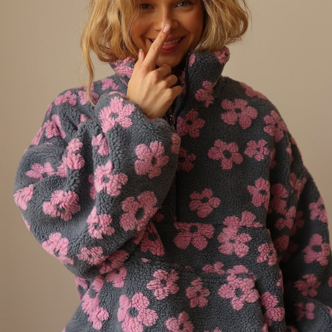 Camille | Pull polaire douceur florale