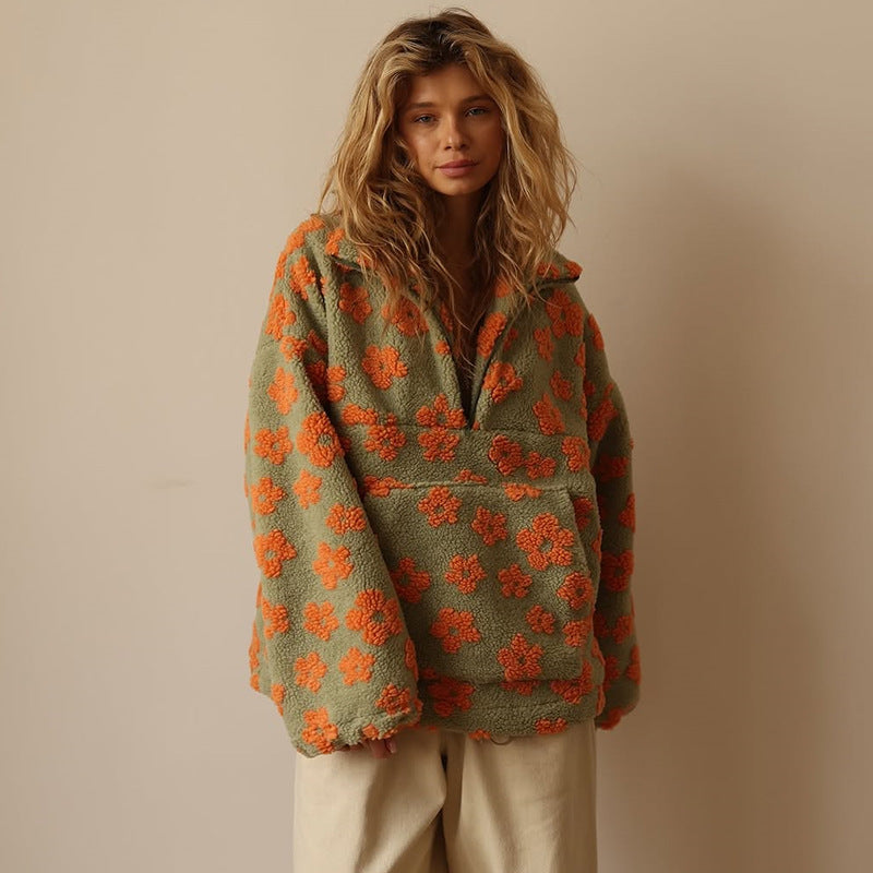 Camille | Pull polaire douceur florale