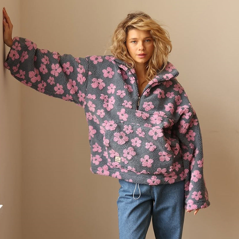 Camille | Pull polaire douceur florale