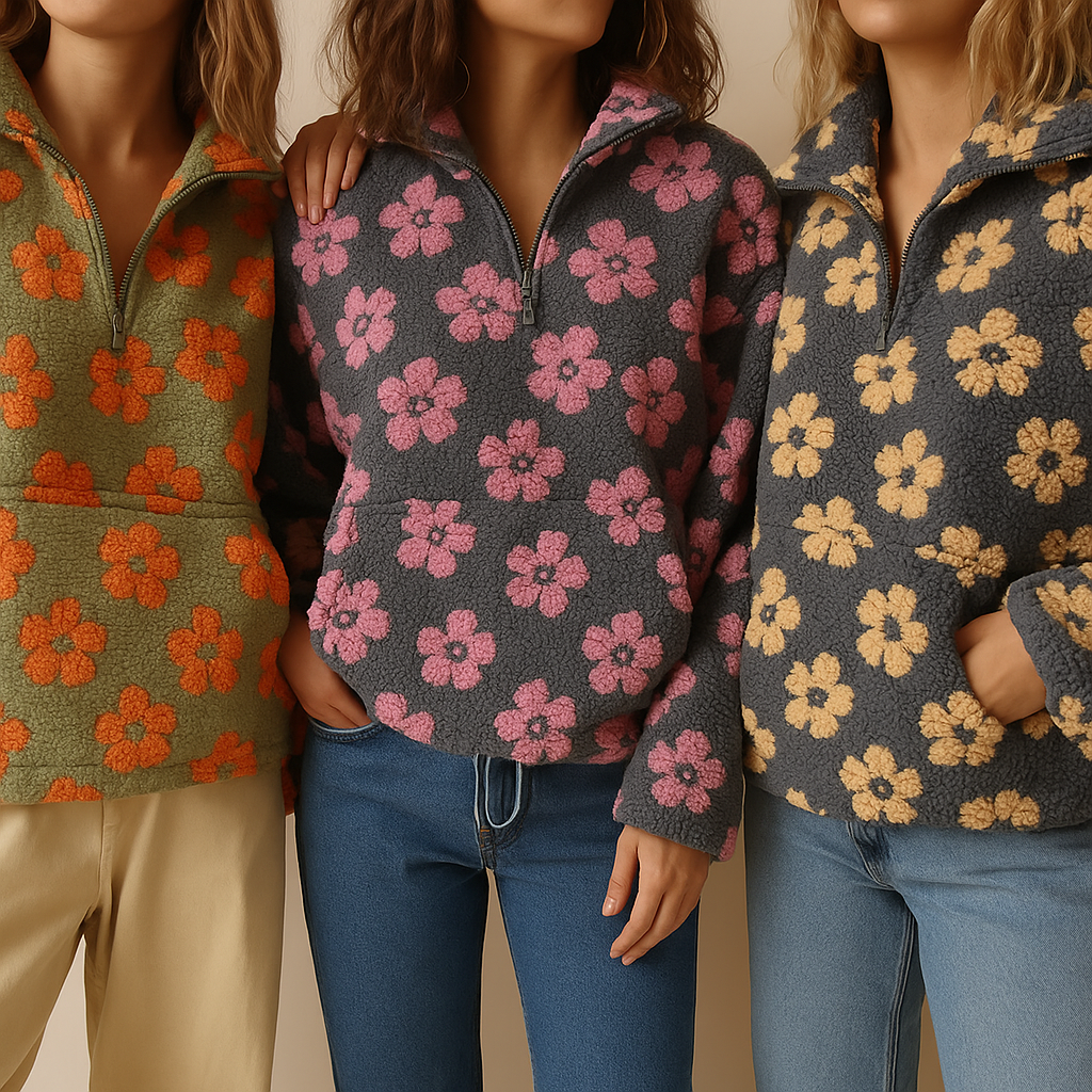Camille | Pull polaire douceur florale