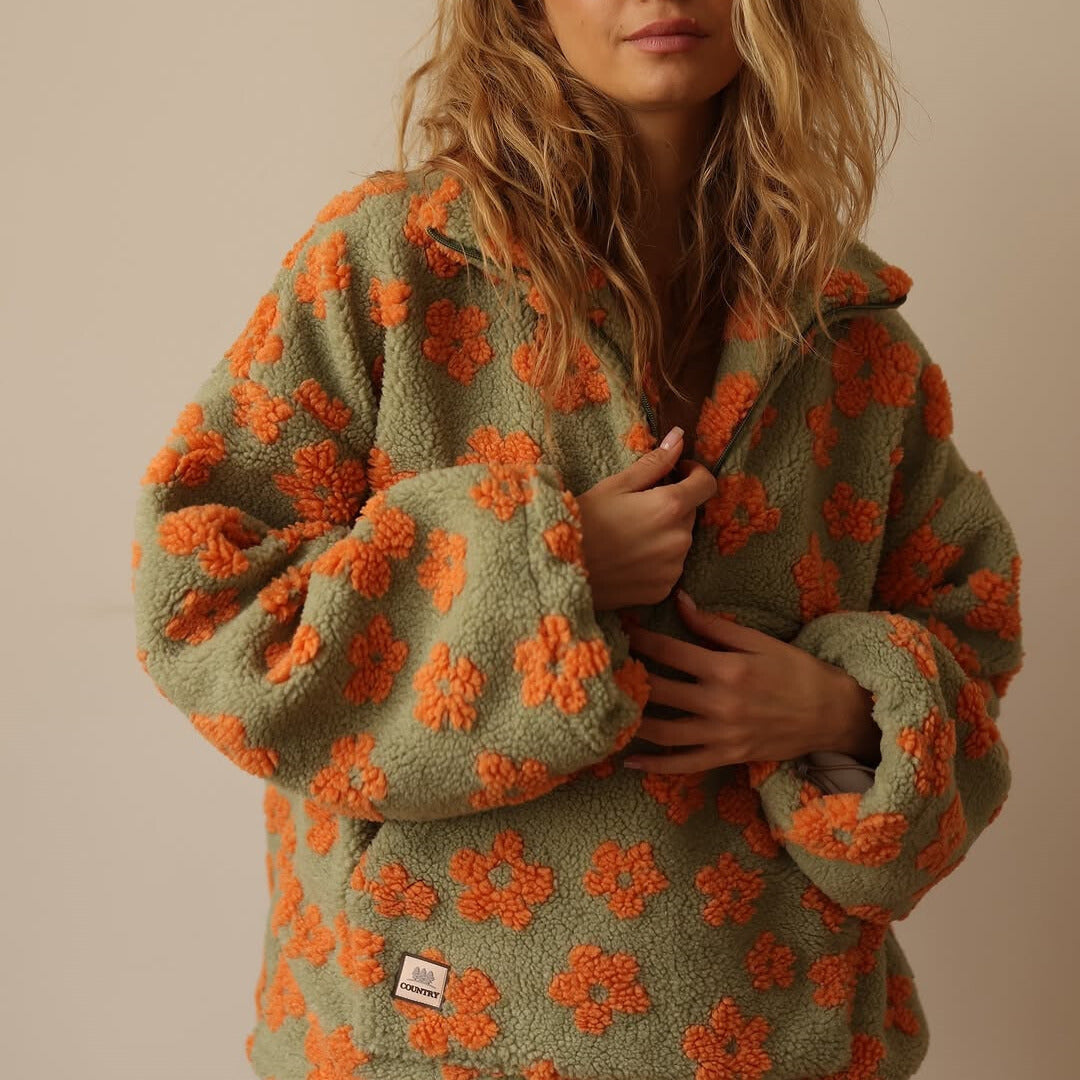 Camille | Pull polaire douceur florale