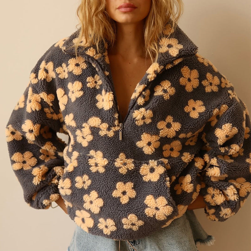 Camille | Pull polaire douceur florale