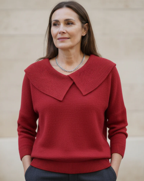 Élise | Pull doux à col drapé